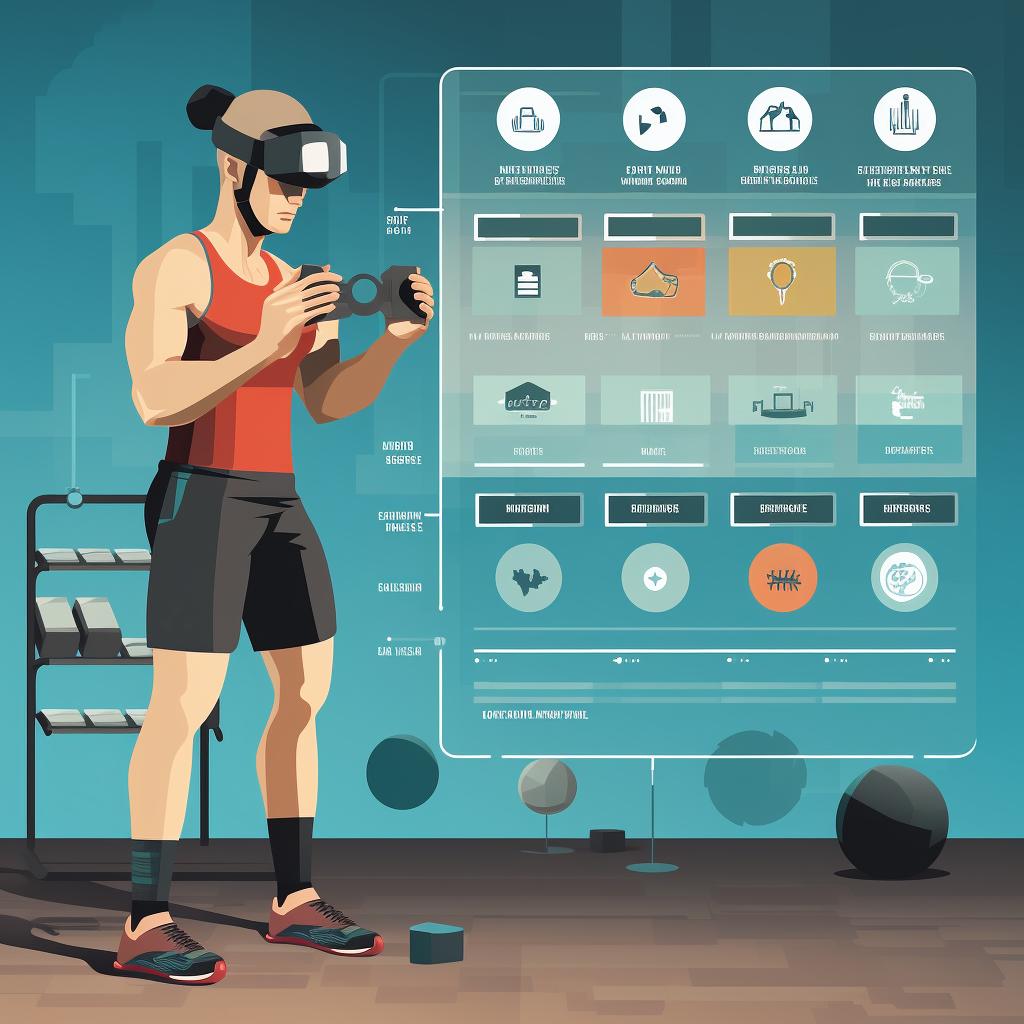 A person viewing their workout progress on a VR fitness app